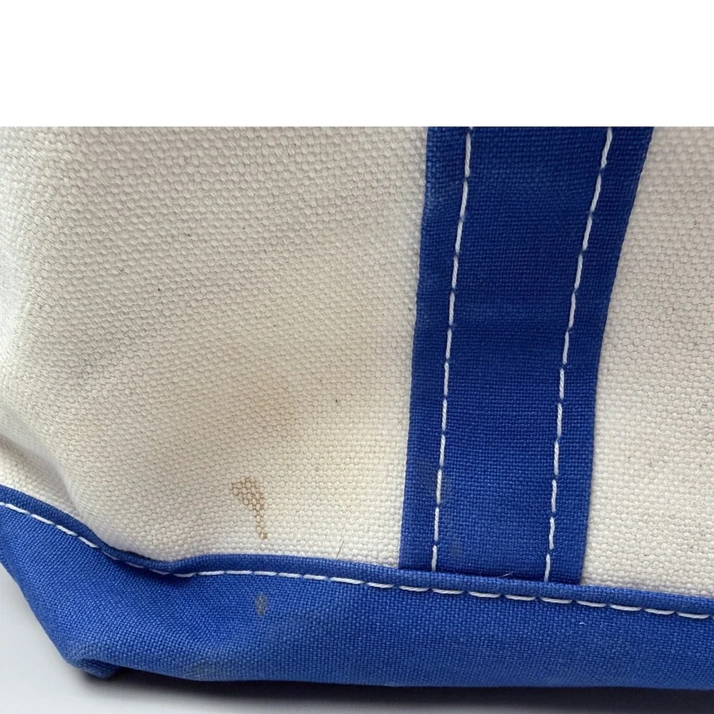 LLBean Boat and Tote Bag Blue White Canvas Zippered‎ Personalized Spunky
